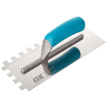 OX Trade Notched Stainless Steel Tiling Trowel - 12mm, Blue/Silver