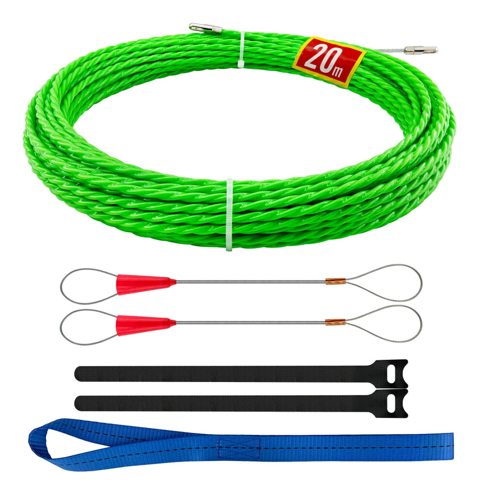Fish Tape 20M, Fish Tape Cable Puller 4.5Mm, Cable Pullers For Electrical Cables, Retractable Draw Wire With Pull-Out Aid Plus 2 Guide Springs 5002895317312