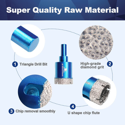 Dry Diamond Core Drill Bit Set,BRSCHNITT 3pcs 30mm 2