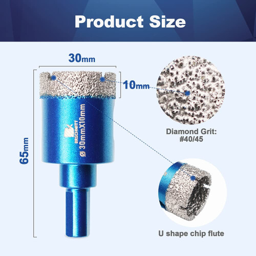 Dry Diamond Core Drill Bit Set,BRSCHNITT 3pcs 30mm 1