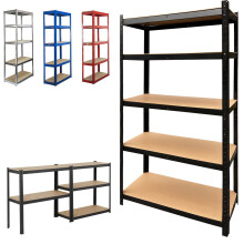 Metal Storage Shelve 5-Tier Galvanised Adjustable Storage Shelves Heavy Duty Metal Shelves Storage Boltless Rack 875KG Capacity (175KG Per Shelf) for