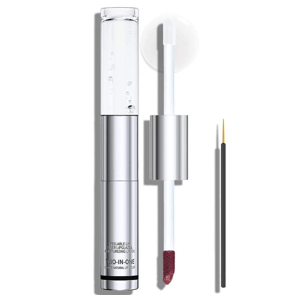 Pink,Orange Coral Pink 2In1 Lip Stain And Peel Off Gloss, Waterproof Longwear Matte Tint With Nonstick Cup