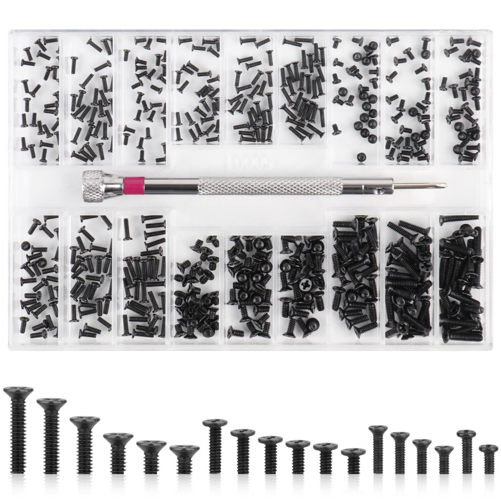 Micro Repair Screws, 500 Pcs Tiny Carbon Steel Mini Screws Assortment Kit, Self-Tapping Electronic Screws, For Glasses, Laptop, Watches, Clocks, Mobi 5001324214154