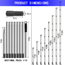 Paint Roller Extension Pole 118ft36m 10 Segmented Lightweight Stainles