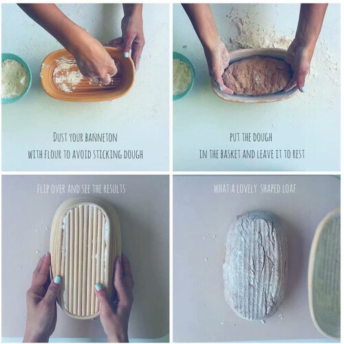 Rattan fermentation Korb für Brot Oval 15cm + 2