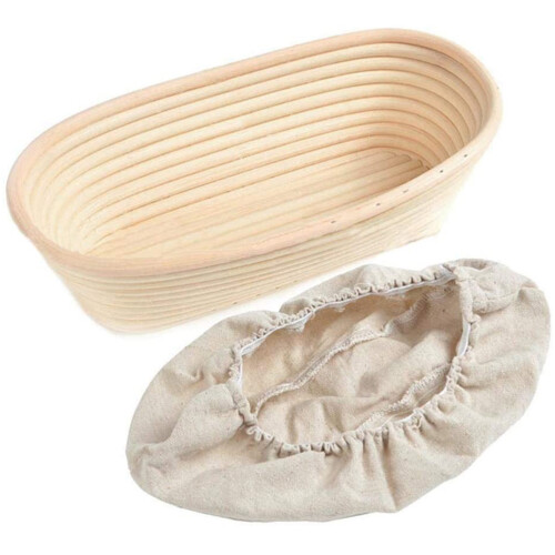 Rattan Brot fermentation Korb 15cm Oval mit Tuch 1