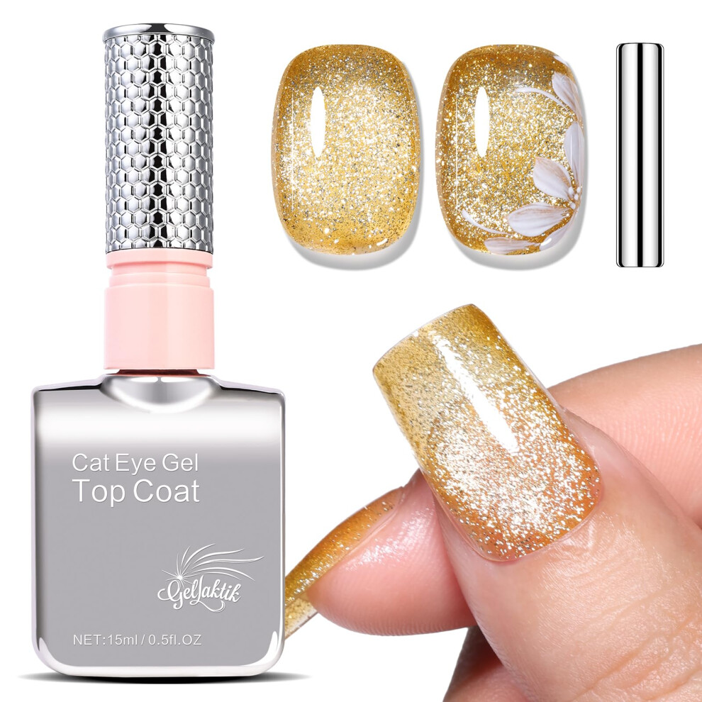 Golden/Amber 5In1 Cat Eye Gel Polish 15Ml Magnetic Longlasting Gloss For Diy Manicure