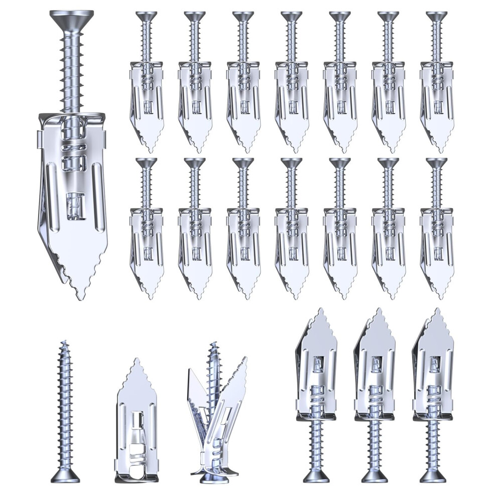 Bysmah Plasterboard Fixings, 100Pcs Self Drilling Anchor Screws,Heavy Duty Drywall Anchors With Screws Metal Wall Plug Expansion Fixings Blue Zinc(50 11009054