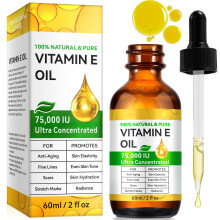 Vitamin E Oil for Face and Body 75000 IU Pure Natural AntiAging Skin Moisturizer 2oz