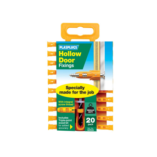 Plasplugs Hollow Door Plugs & Drill Bit 20 Pack
