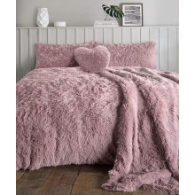 (Alska Blush, Matching Throw Blanket) Fleece Duvet Cover Set – Ultra Soft, Reversible Winter Bedding with Pillowcases – Single, Double & King