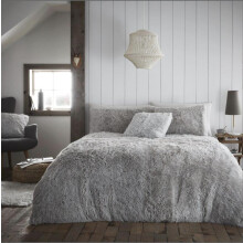 (Silver, Matching Throw Blanket) Fleece Duvet Cover Set – Ultra Soft, Reversible Winter Bedding with Pillowcases – Single, Double & King