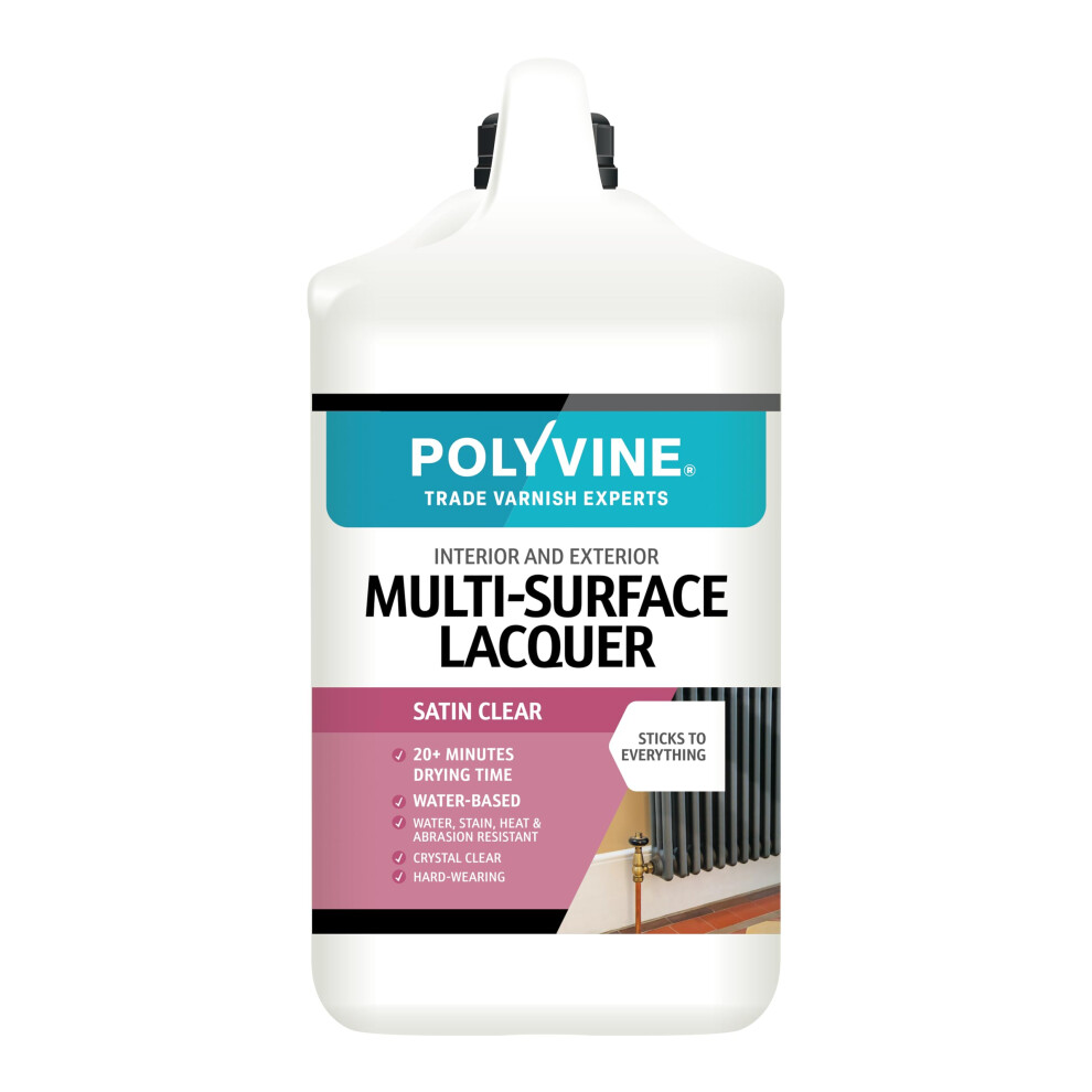 Polyvine Multi-Surface Lacquer Gloss, Satin Or Dead Flat - Professional Quick Dry Clear Lacquer - Exterior, Interior Water Based Clear Sealer Protecti 729870010253