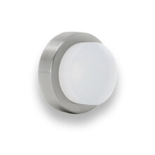 EVI Herrajes | Door Stop | 0.94" x 0.55" | Adhesive or Screw Installation | Matte Finish (Stainless Steel) | White Natural Silicone Rubber | Mod. I-2