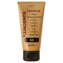 Beef Tallow Sunscreen 3oz Grass Fed Natural Mineral SPF Non Greasy Unscented for Face and Body