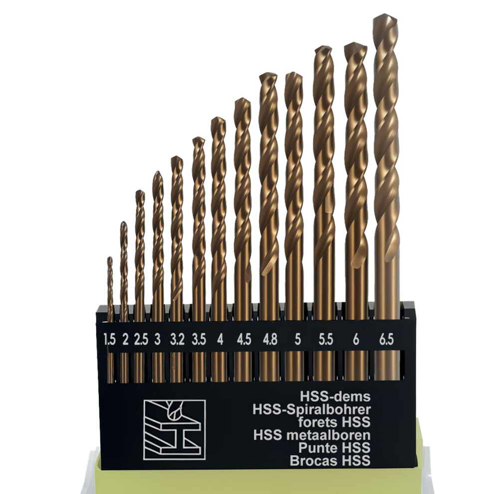 13Pack Hss Twist Drill Bit Set Metric M35 Cobalt Steel High Speed Steel Titanium Coated Drill Bit Tool Extremely Heat Resistant With Straight Shank 5051226589386