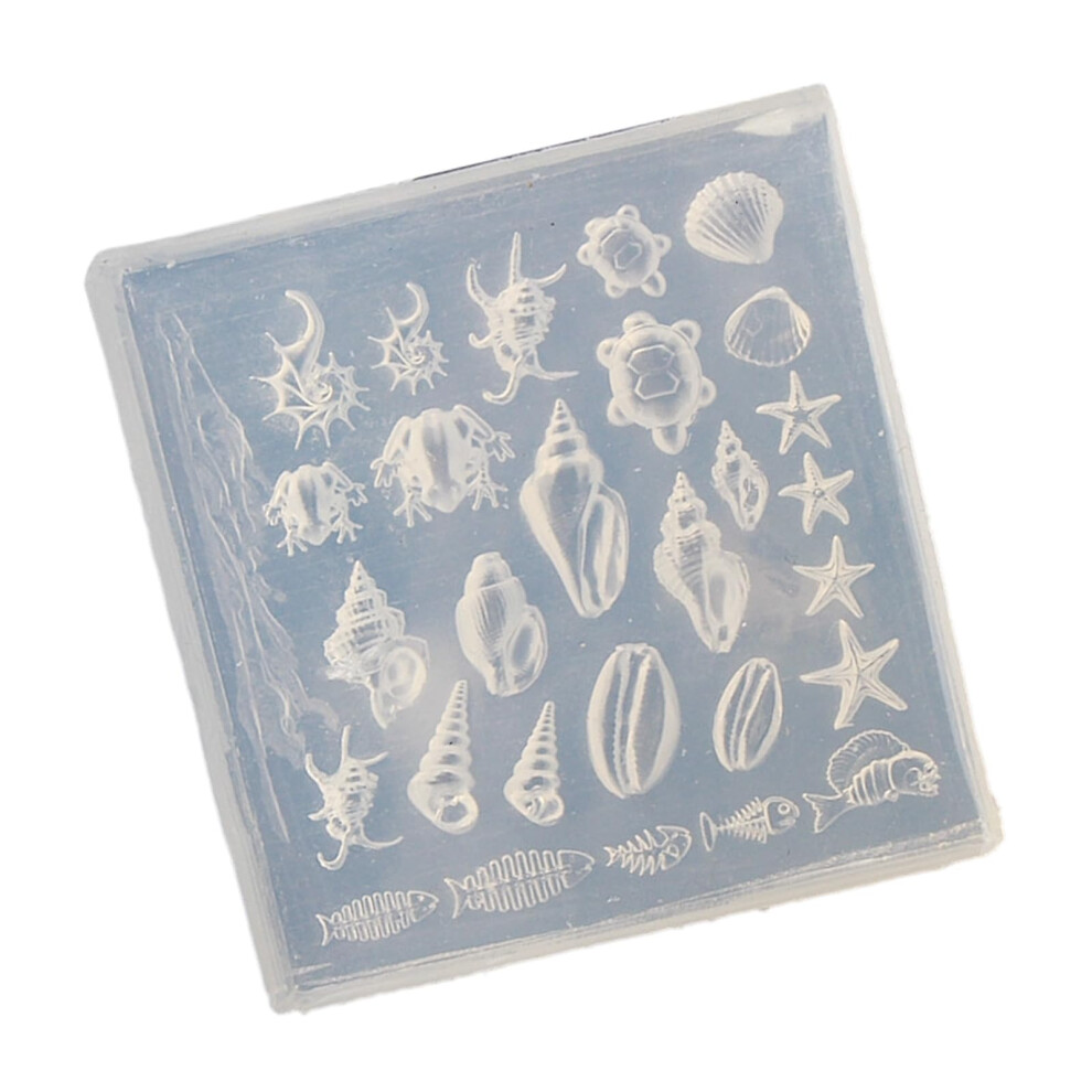Nail Art Silicone Mold with Precise Coastal Patterns Seashell and Starfish Reusable 3D Design