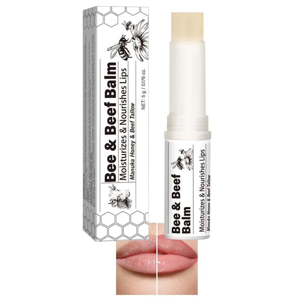 Dark Beef Tallow Lip Balm For Lips With Beeswax, Deep Hydration Vitaminenriched Moisture, 1Pc