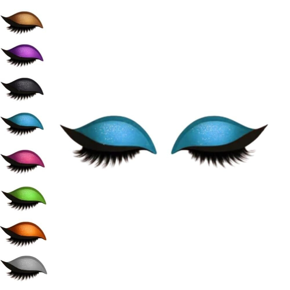 Blue 2In1 Eye Makeup Stickers With Reusable Eyelash Patch, Selfadhesive Eyeshadow Strip
