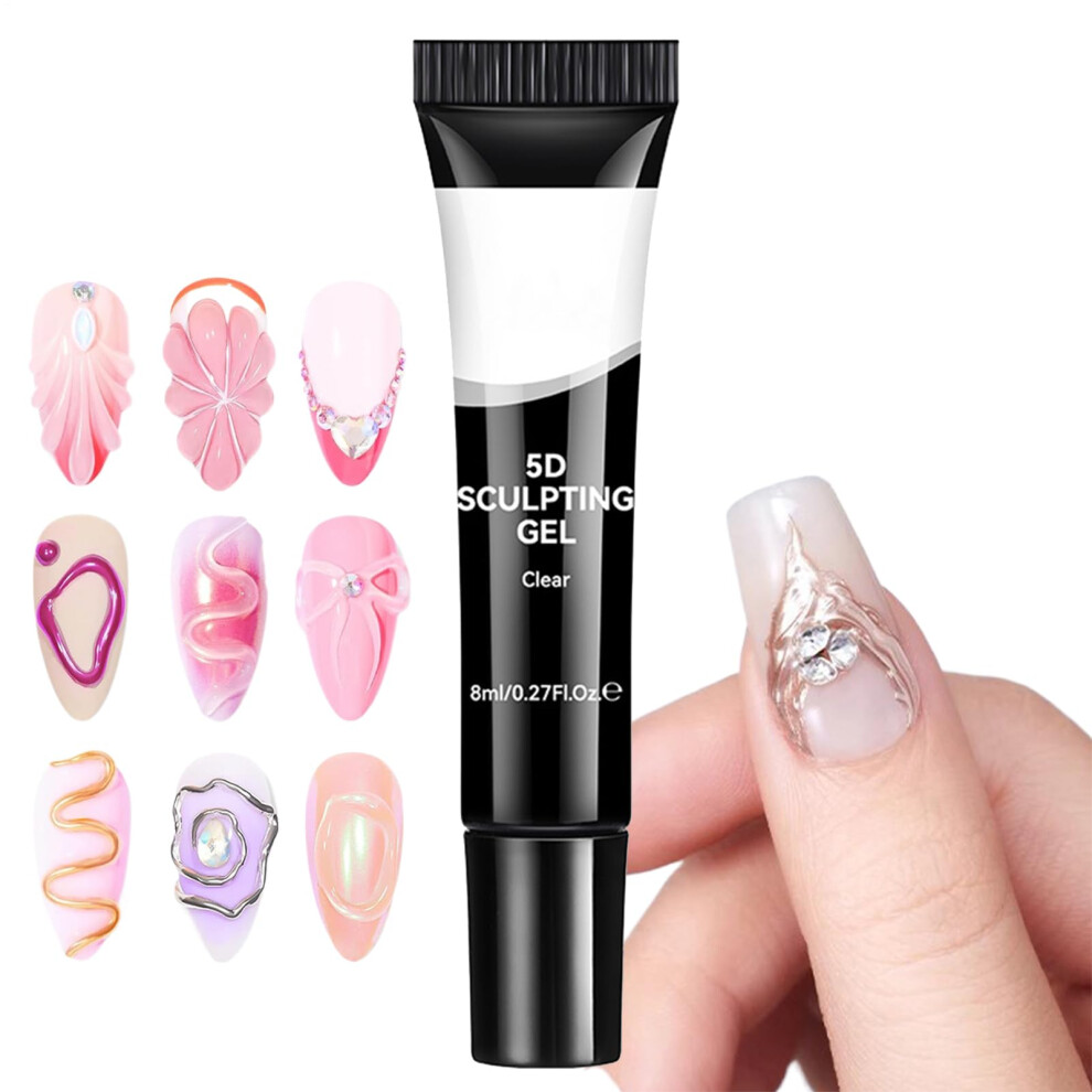 Nail Sculpting Gel 8ml Clear No Wipe for 3D Nail Art LongLasting Adhesion Lamp Cure