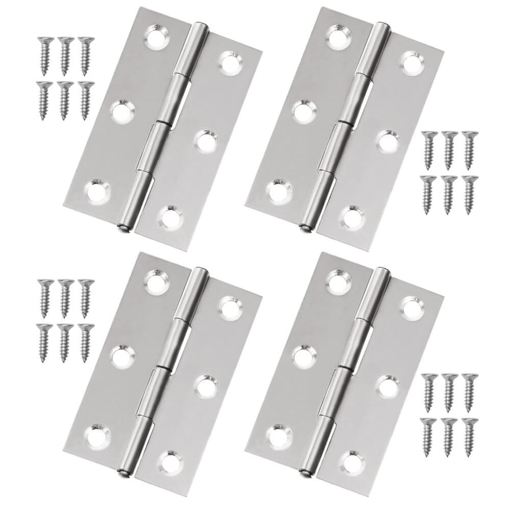 4X Small Stainless Steel Folding Butt Hinges, Hinges For Window, Cabinets, Closet, Wooden Boxes 5051226575679