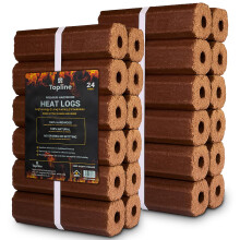Topline High Energy Heat Logs - Pack of 24 Ultra Dry Compressed Fuel Logs. Great for Burners, Open Fires and Multi-Fuel Stoves. Planet-Friendly Wood