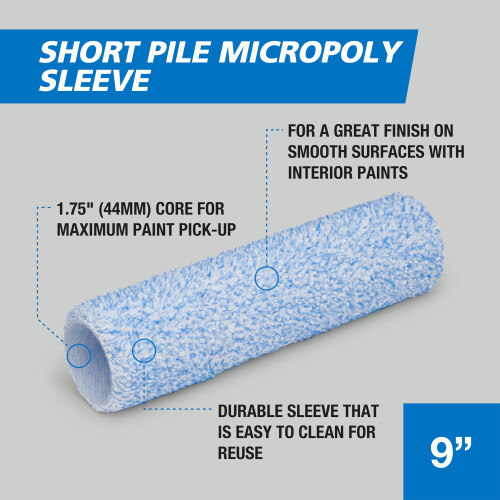 Harris Harris Trade Short Pile Micropoly Roller Sleeve 9" 1