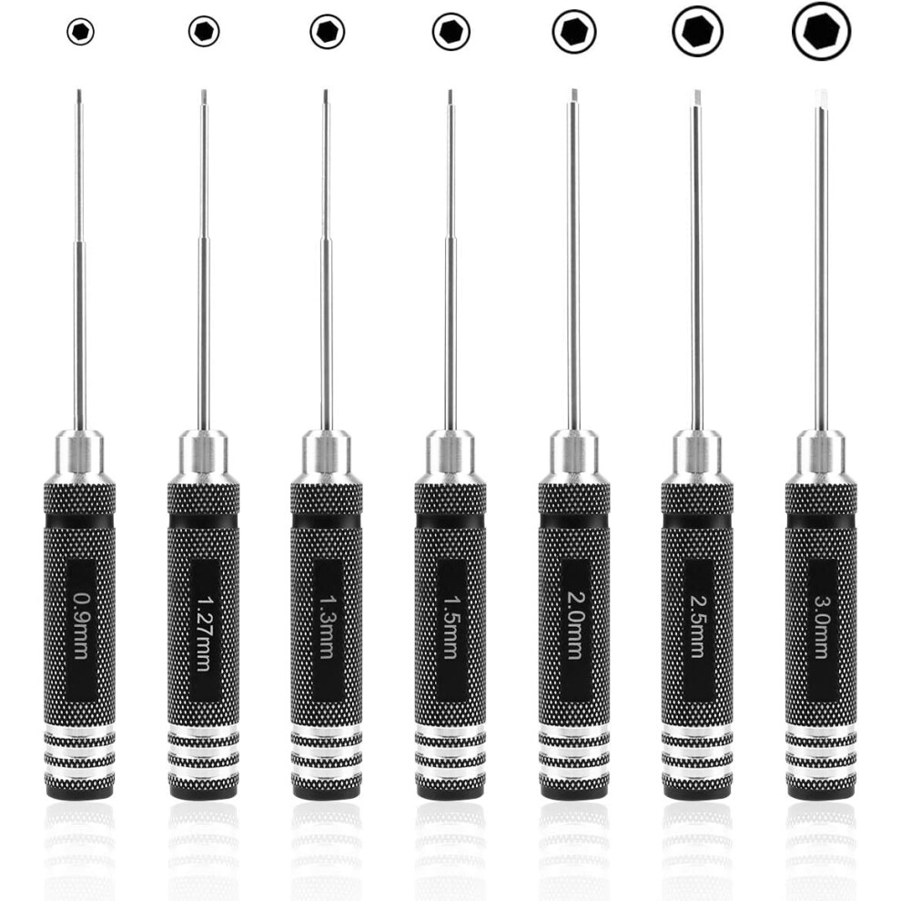 Gruiqrd 7Pcs Hex Screwdriver, Rc Screwdriver Tools Kit Set, Hex Driver Set (0.9Mm 1.27Mm 1.3Mm 1.5Mm 2.0Mm 2.5Mm 3.0Mm) For Rc Car Boat Quadcopter 5051226944482
