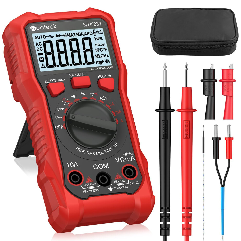 Neoteck 2000 Counts Digital Multimeter Voltmeter Tester With Ncv, Lcd For Ac/Dc Voltage&Current, Resistance, Capacitance, Live Wire, Frequency, Tempe 87531541