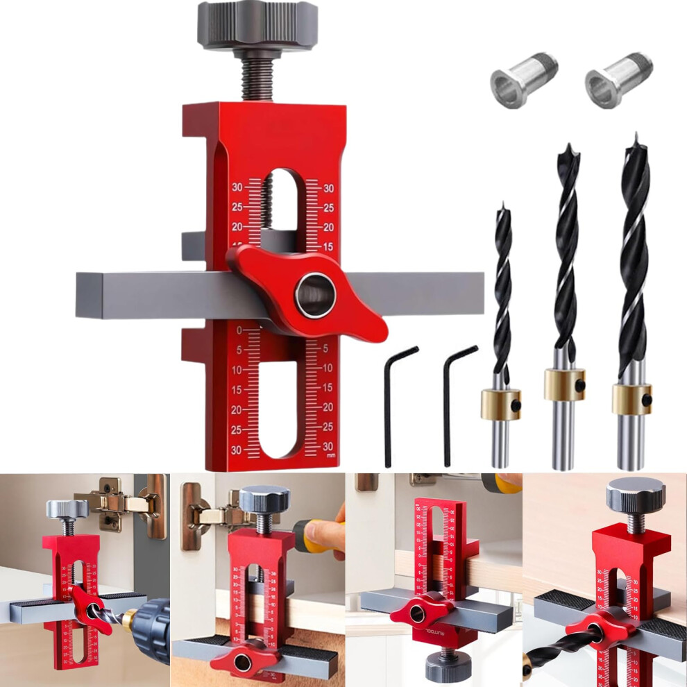 Cabinet Door Installation Jig, 2-In-1 Mounting Tool With Adjustable Positioner, Aluminium Alloy Versatile Cabinet Door Positioning Tool For Most 5051226948510