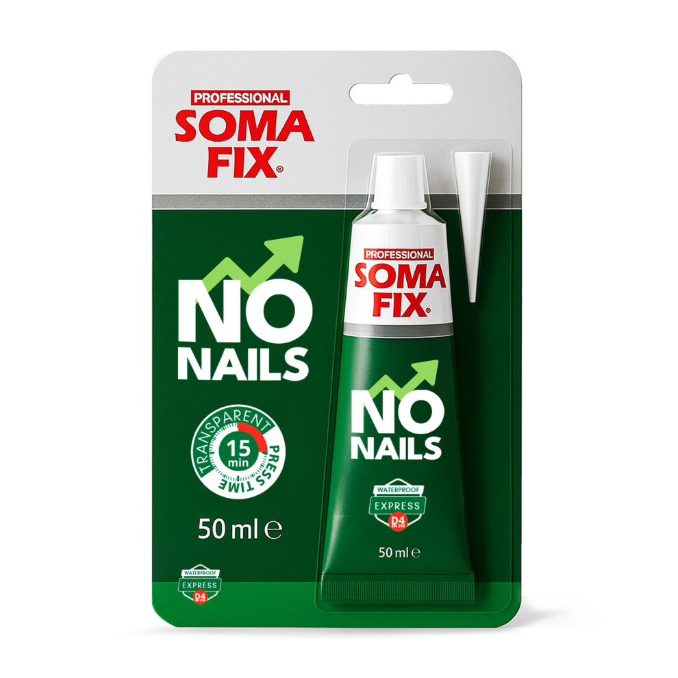 No Nails - All Purpose Adhesive, Mounting Adhesives For Interior, Insant Grab Adhesive For Wood, Ceramic, Metal, Pvc, Tiles - Waterbased 5051226563607