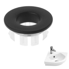Black Brass Basin Sink Overflow Cover, Basin Sink Overflow Rings Replacement Insert Hole Trim Cap Ring Bathroom Kitchen Black Brass Basin Drain Cover