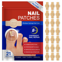 Overnight Nail Patches with Keratin Vitamin Infusion, Breathable Flexible Film, 21 PCS