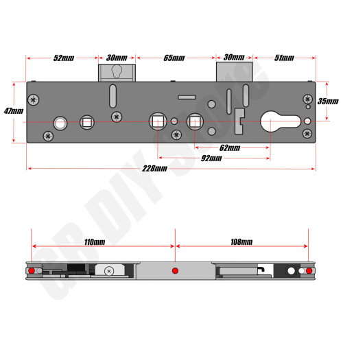 Lockmaster Milamaster Centre Case. UPVC Door Lock Gearbox. 35mm Split Spindle 2