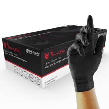 Unigloves Select Black Latex Gloves - Powder Free Disposable Gloves for Beauty, Piercing and Tattoo Artists - Box of 100 Gloves, Black, Medium (GT002