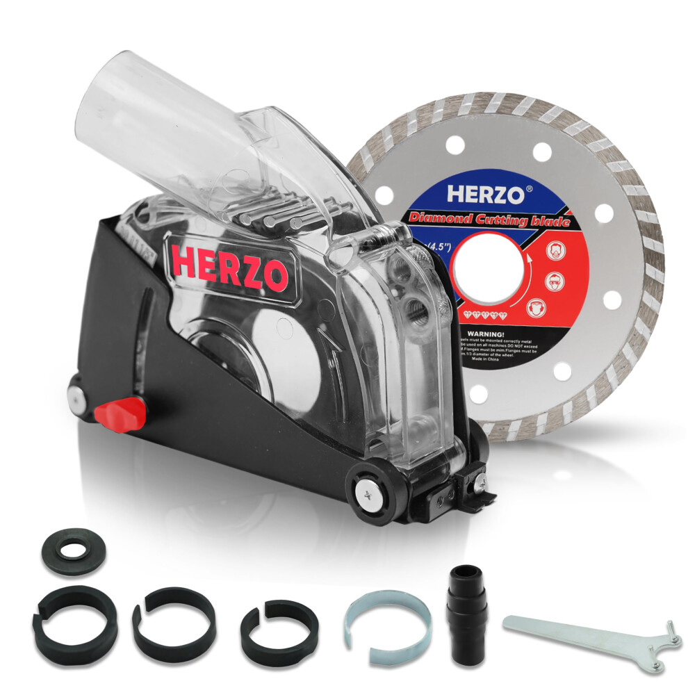 Dust Extraction Cutting Guard,Herzo Cutting Dust Shroud With Diamond Saw Blade For 5 Inch Angle Grinder 5003644568733