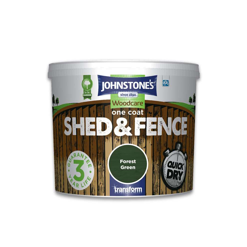 Johnstone's Woodcare One Coat Shed And Fence Treatment Forest Green 5L