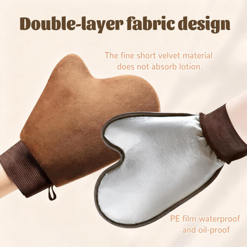 Self Tanning Mitt for Self Tanner with Double Layer Protection and NoMess Application Brown 1PC 1