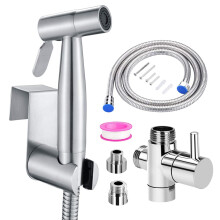 Stainless Steel Hand Shower Bidet Toilet Spray with 3 Way Valve (1/2") Perfect for Personal Hygiene, Cleaning Care