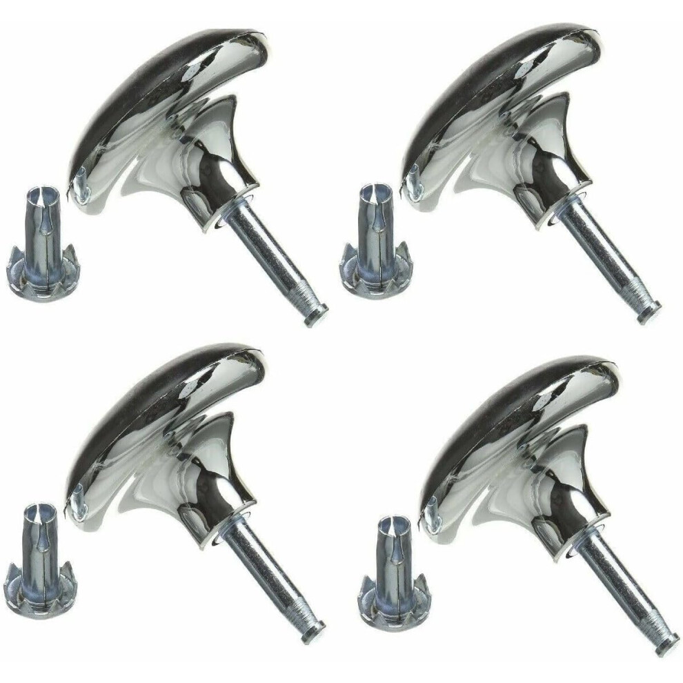 Just Accessories Chrome Furniture Bed Feet Leg Glides Castors And Insert For Divan Bed Base Sofa Settee Chair Pack Of 4 5051226594205