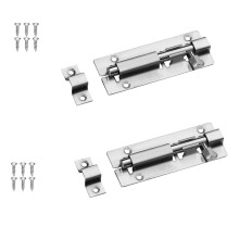 Udewo 2 Sets Door Lock Bolt, 3 Inch Stainless Steel Door Security Slide Latch Lock Cupboard Bolt Barrel Sliding Lock Bolt Lock Internal Door Latch wi