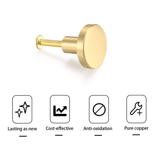 LJHOME 4 Pcs Door Knobs and Handles, Brass Round C 2