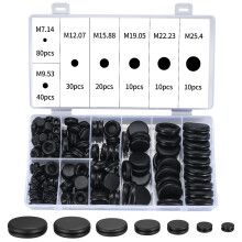 200 Pieces Rubber Grommets Kit, Black Rubber Hole Plugs Electrical Wire Gaskets Assortment for Car, Boat, Pump, Plumbing, Cables Plugs, Wiring, Elect