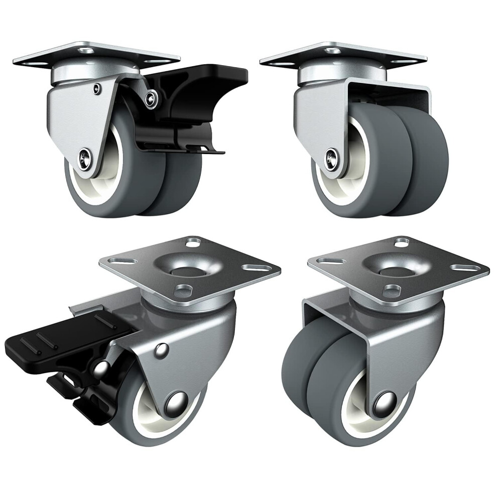 Holkie Heavy Duty Castor Wheels 50Mm Castors For Furniture With Safety Brake Caster Wheels Set Of 4 Total Capacity 400Kg (2 With Brakes And 2 Without 41740668