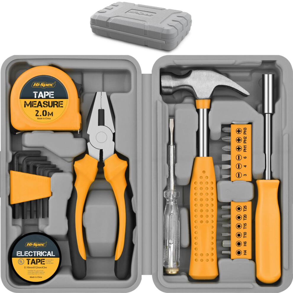 Hi-Spec 24Pc Household Diy Tool Kit. Small Yellow