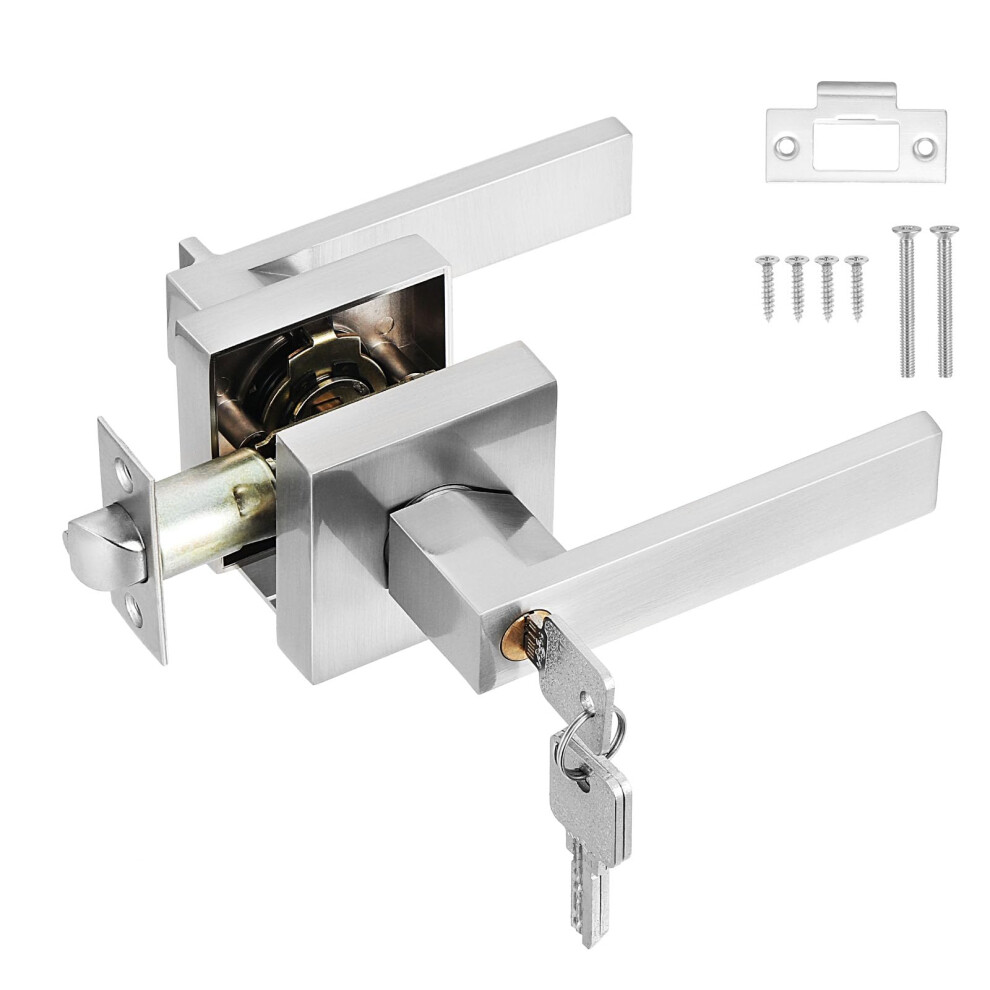 Hseamall Door Lever Handle Lock,Interior Door Handle With Lock And Key Square En 5002704783987
