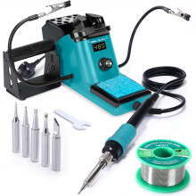 YIHUA 926LED III 60W Digital Display Soldering Iron Station Soldering Iron Kit with 2 Helping Hands, 5 Extra Soldering Iron Tips, Lead-Free Solder Wir