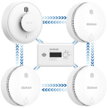 Wireless Interlinked Smoke,Heat and Carbon Monoxide Alarm Kit,Pre-linked,Compliant with Scotland & England Law, Remote Slience Function (3 Smoke + 1 C