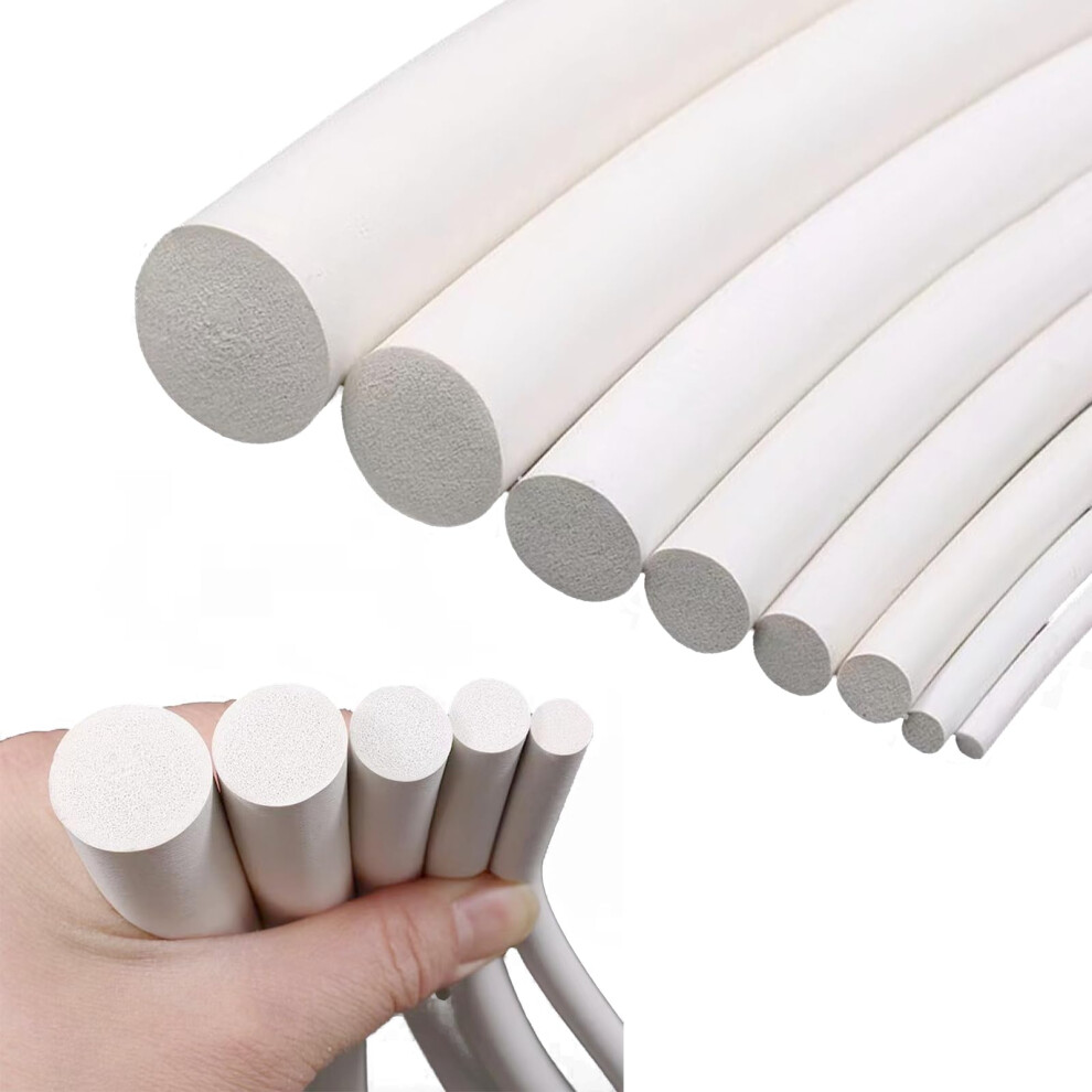 Estresen Silicone Foam Seal Strip Round Dia.3mm X 5M Long, Solid Sponge White Strip Soft Durable For Diy Gasket, Pads, Foam Tubing, Crafts 5005672450646