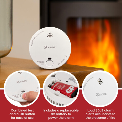 KIDDE Kidde 2030DSR Battery Powered Optical Smoke Alarm for Home  9V Replace 1